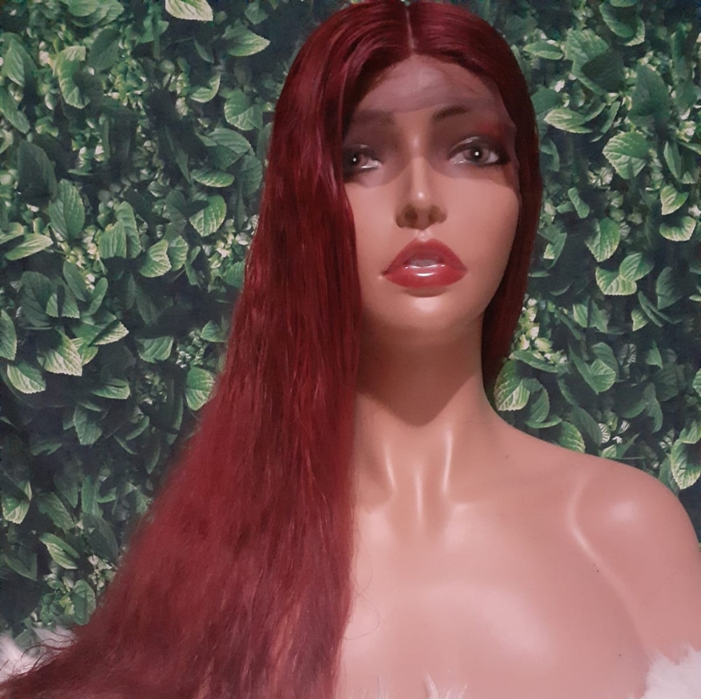 100% Human Hair 24inches Straight Lace front wig
